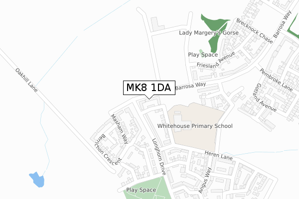 MK8 1DA map - large scale - OS Open Zoomstack (Ordnance Survey)