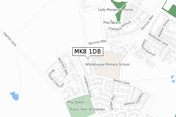 MK8 1DB map - large scale - OS Open Zoomstack (Ordnance Survey)