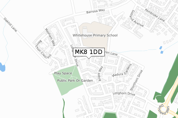 MK8 1DD map - large scale - OS Open Zoomstack (Ordnance Survey)