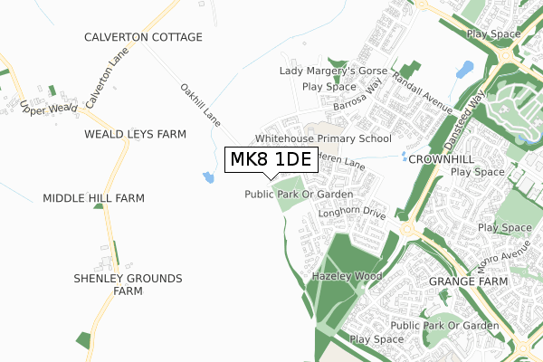 MK8 1DE map - small scale - OS Open Zoomstack (Ordnance Survey)