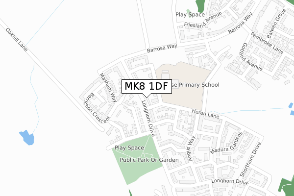 MK8 1DF map - large scale - OS Open Zoomstack (Ordnance Survey)