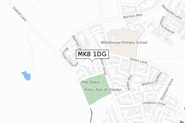 MK8 1DG map - large scale - OS Open Zoomstack (Ordnance Survey)