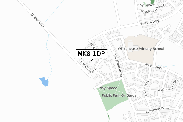 MK8 1DP map - large scale - OS Open Zoomstack (Ordnance Survey)