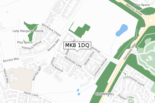 MK8 1DQ map - large scale - OS Open Zoomstack (Ordnance Survey)