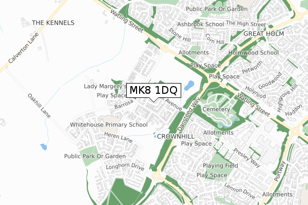 MK8 1DQ map - small scale - OS Open Zoomstack (Ordnance Survey)