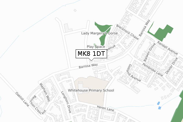 MK8 1DT map - large scale - OS Open Zoomstack (Ordnance Survey)