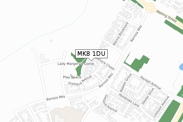 MK8 1DU map - large scale - OS Open Zoomstack (Ordnance Survey)