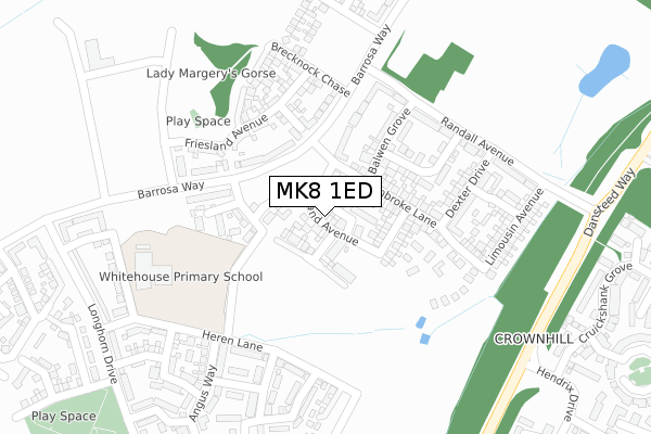 MK8 1ED map - large scale - OS Open Zoomstack (Ordnance Survey)