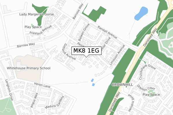 MK8 1EG map - large scale - OS Open Zoomstack (Ordnance Survey)