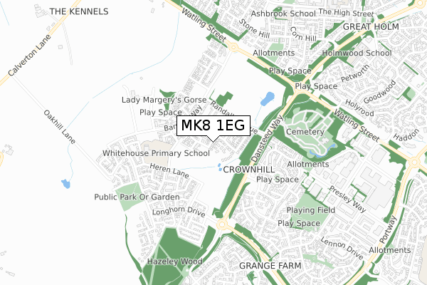 MK8 1EG map - small scale - OS Open Zoomstack (Ordnance Survey)