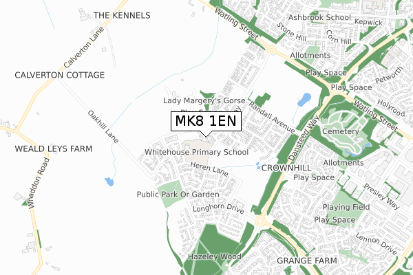 MK8 1EN map - small scale - OS Open Zoomstack (Ordnance Survey)