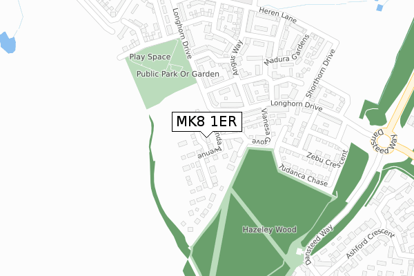 MK8 1ER map - large scale - OS Open Zoomstack (Ordnance Survey)