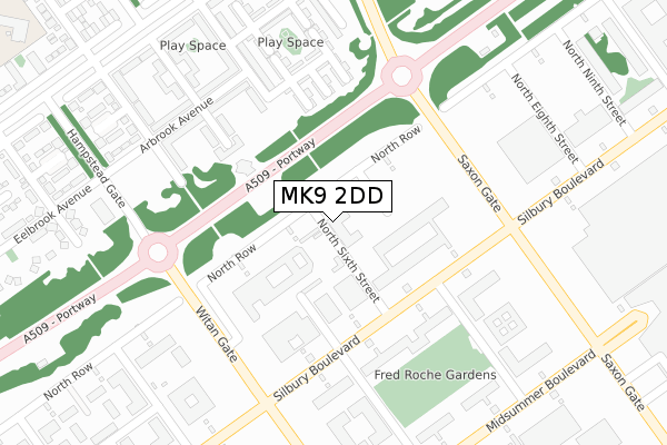 MK9 2DD map - large scale - OS Open Zoomstack (Ordnance Survey)