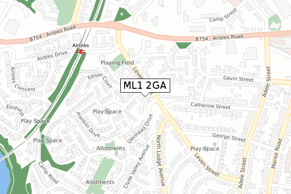 ML1 2GA map - large scale - OS Open Zoomstack (Ordnance Survey)