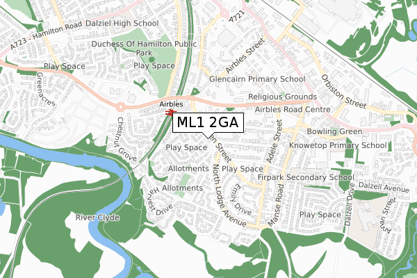 ML1 2GA map - small scale - OS Open Zoomstack (Ordnance Survey)