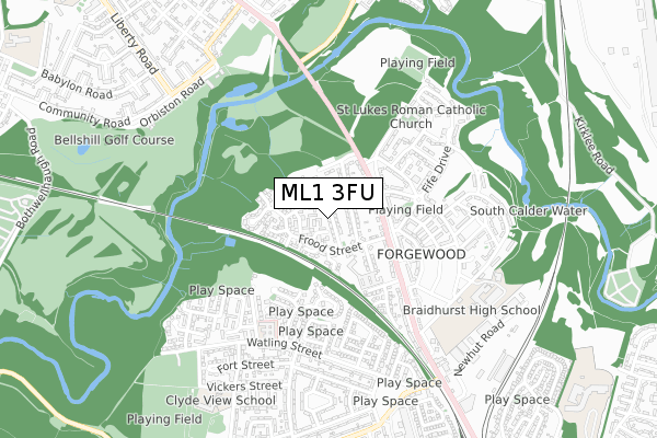 ML1 3FU map - small scale - OS Open Zoomstack (Ordnance Survey)