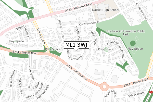 ML1 3WJ map - large scale - OS Open Zoomstack (Ordnance Survey)