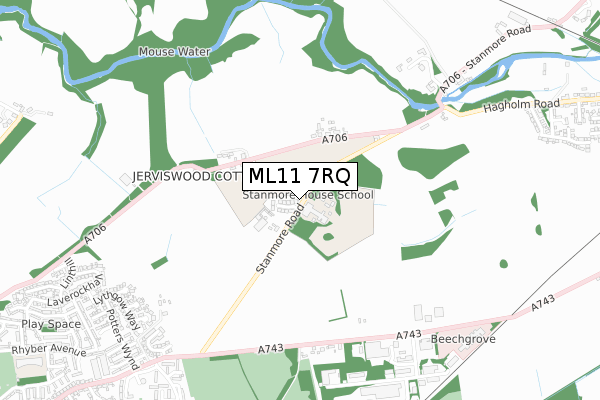 ML11 7RQ map - small scale - OS Open Zoomstack (Ordnance Survey)