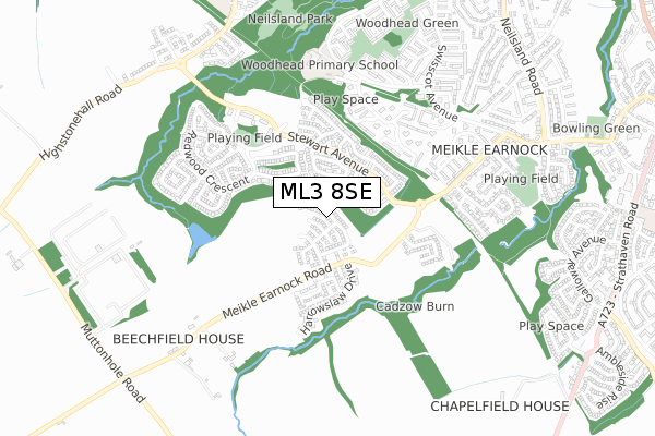 ML3 8SE map - small scale - OS Open Zoomstack (Ordnance Survey)