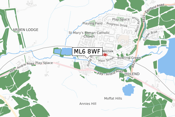 ML6 8WF map - small scale - OS Open Zoomstack (Ordnance Survey)