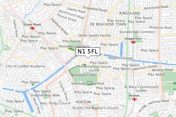 N1 5FL map - small scale - OS Open Zoomstack (Ordnance Survey)