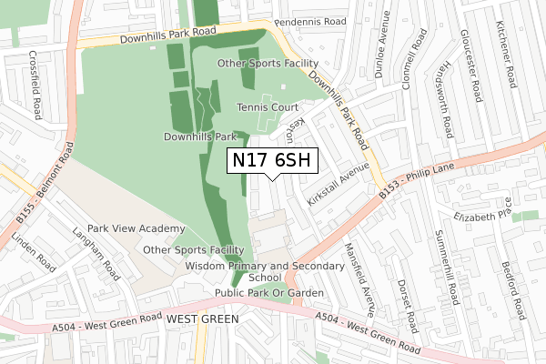 N17 6SH map - large scale - OS Open Zoomstack (Ordnance Survey)