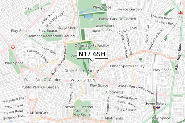 N17 6SH map - small scale - OS Open Zoomstack (Ordnance Survey)