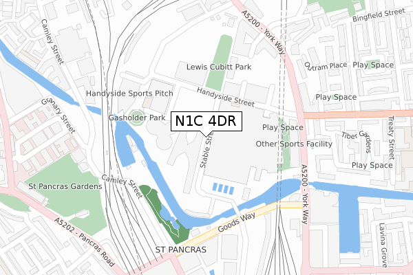 N1C 4DR map - large scale - OS Open Zoomstack (Ordnance Survey)