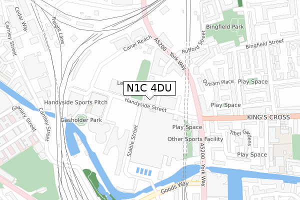 N1C 4DU map - large scale - OS Open Zoomstack (Ordnance Survey)