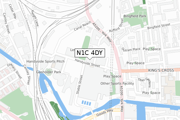 N1C 4DY map - large scale - OS Open Zoomstack (Ordnance Survey)