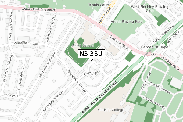 N3 3BU map - large scale - OS Open Zoomstack (Ordnance Survey)