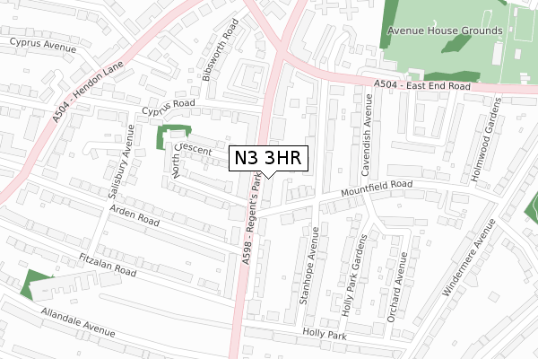 N3 3HR map - large scale - OS Open Zoomstack (Ordnance Survey)