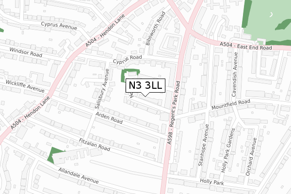 N3 3LL map - large scale - OS Open Zoomstack (Ordnance Survey)