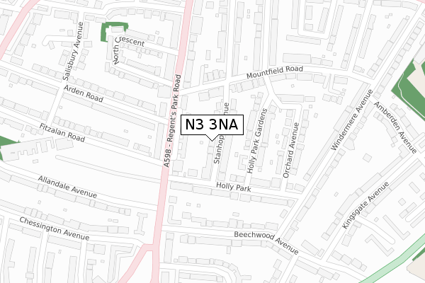 N3 3NA map - large scale - OS Open Zoomstack (Ordnance Survey)