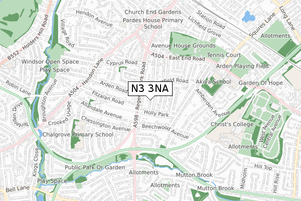 N3 3NA map - small scale - OS Open Zoomstack (Ordnance Survey)