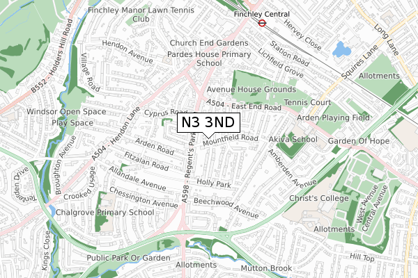 N3 3ND map - small scale - OS Open Zoomstack (Ordnance Survey)