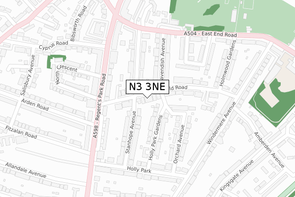 N3 3NE map - large scale - OS Open Zoomstack (Ordnance Survey)