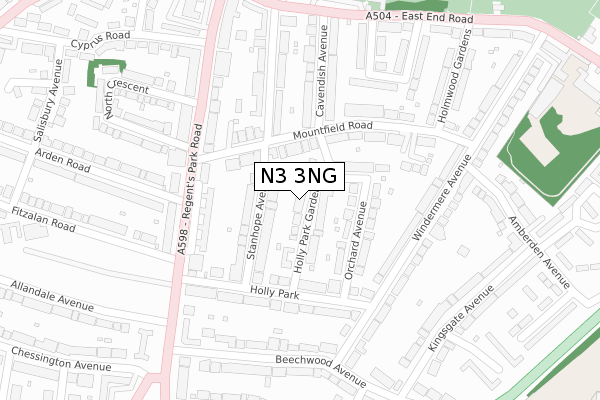 N3 3NG map - large scale - OS Open Zoomstack (Ordnance Survey)