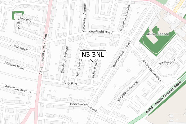 N3 3NL map - large scale - OS Open Zoomstack (Ordnance Survey)