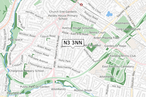 N3 3NN map - small scale - OS Open Zoomstack (Ordnance Survey)