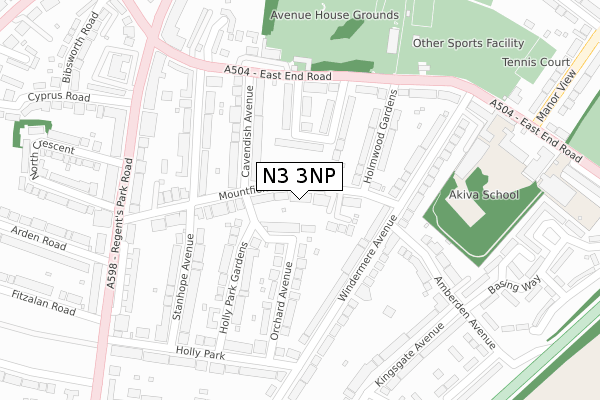 N3 3NP map - large scale - OS Open Zoomstack (Ordnance Survey)