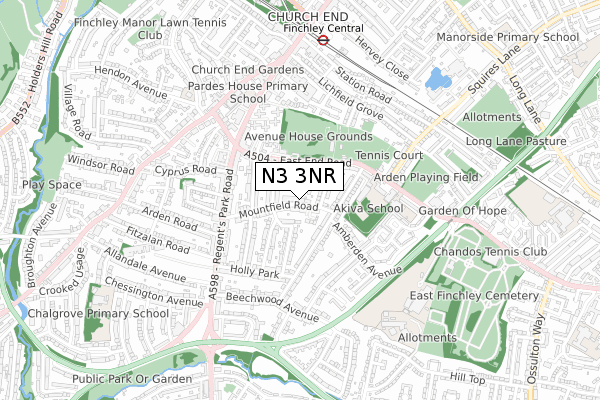 N3 3NR map - small scale - OS Open Zoomstack (Ordnance Survey)