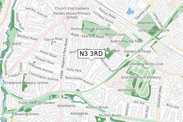 N3 3RD map - small scale - OS Open Zoomstack (Ordnance Survey)