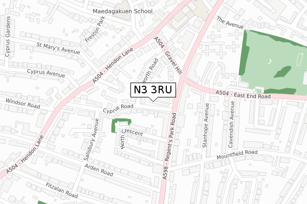 N3 3RU map - large scale - OS Open Zoomstack (Ordnance Survey)