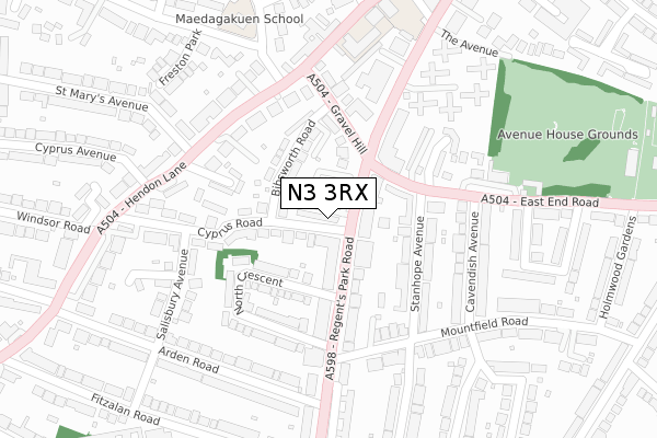 N3 3RX map - large scale - OS Open Zoomstack (Ordnance Survey)