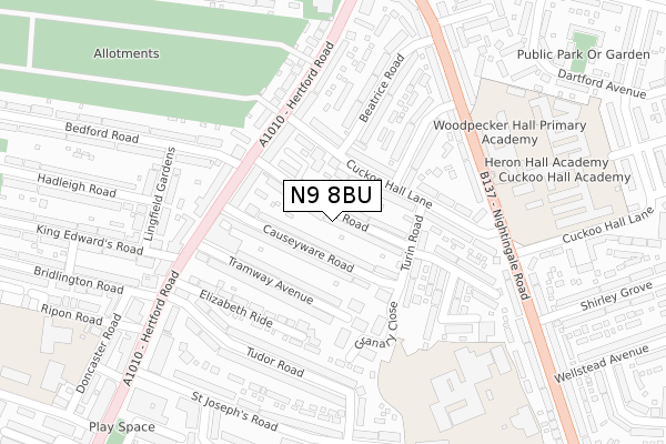 N9 8BU map - large scale - OS Open Zoomstack (Ordnance Survey)