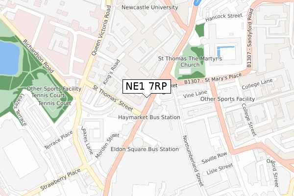 NE1 7RP map - large scale - OS Open Zoomstack (Ordnance Survey)