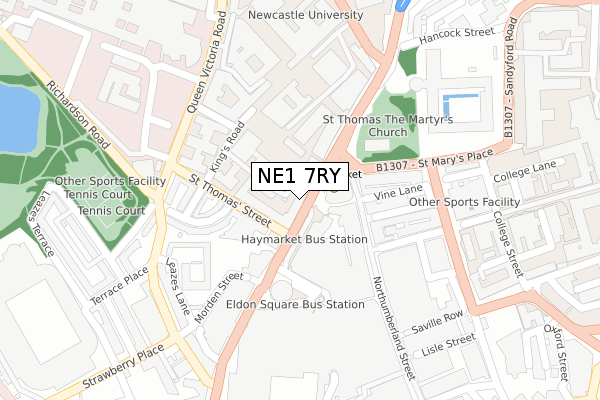 NE1 7RY map - large scale - OS Open Zoomstack (Ordnance Survey)