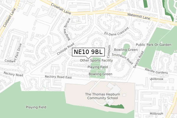 NE10 9BL map - large scale - OS Open Zoomstack (Ordnance Survey)