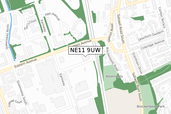 NE11 9UW map - large scale - OS Open Zoomstack (Ordnance Survey)